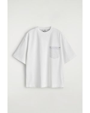 COS Oversized Woven-Pocket T-Shirt - White