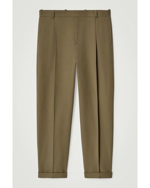 COS Wool-Twill Turn-Up Trousers - Green