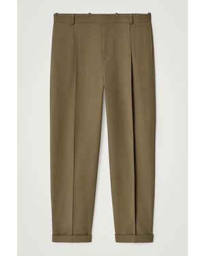 COS Wool-Twill Turn-Up Pants - Green