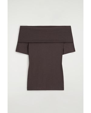COS Folded Off-The-Shoulder Top - Brown