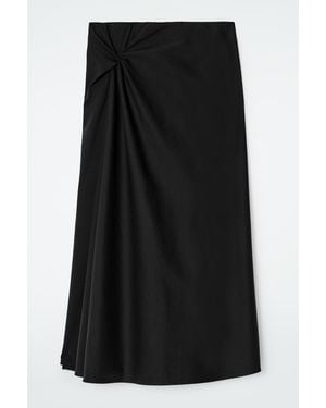 COS Twist-detail Midi Skirt - Black