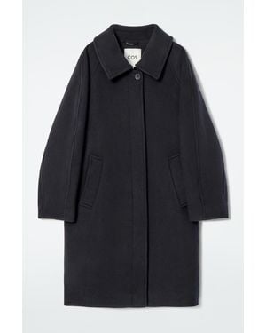 COS Oversized Single-Breasted Wool Coat - Blue