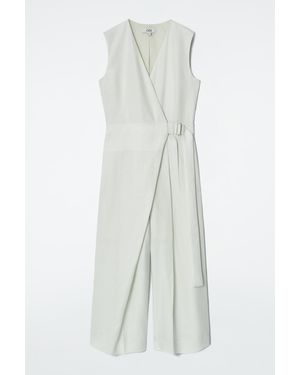 COS Wrap-Front Linen Jumpsuit - White