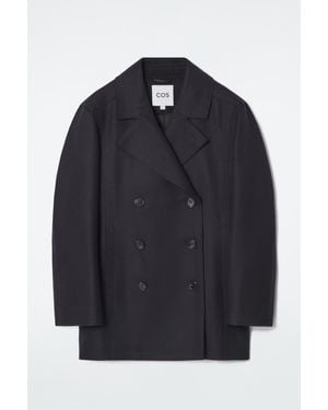 COS Relaxed Wool Pea Coat - Blue