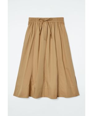 COS Drawstring A-line Midi Skirt - Natural