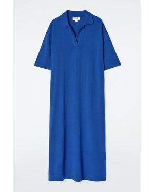 COS Merino Wool Polo Dress - Blue
