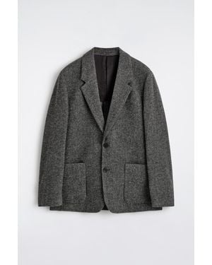 COS Unstructured Wool-Herringbone Blazer - Black