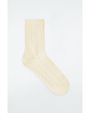 COS Grid Cotton Socks - White