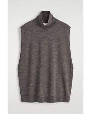 COS Merino Wool Roll-Neck Vest - Brown