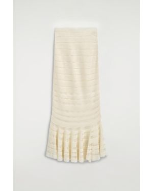 COS Ladder-Stitch Knitted Midi Skirt - White