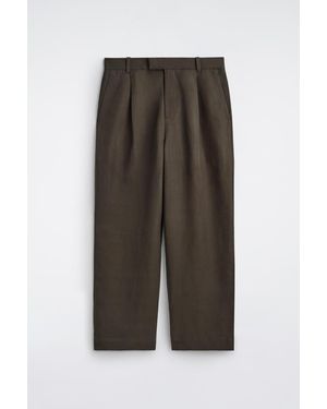COS Linen-Blend Relaxed-Fit Wide-Leg Trousers - Green