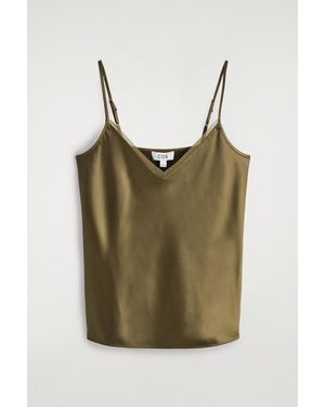 COS Satin V-Neck Cami Top - Green