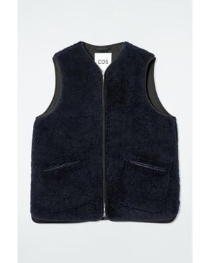 COS Oversized Faux Shearling Vest - Blue