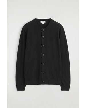 COS Merino Wool Crew-Neck Cardigan - Black