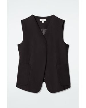 COS Wrap-Front Linen-Blend Waistcoat - Black