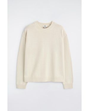 COS Knitted Cotton Crew-Neck Sweater - White
