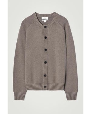 COS Wool-blend Crew-neck Cardigan - Brown