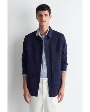 COS Lockere Utility-Hemdjacke Aus Leinen - Blau