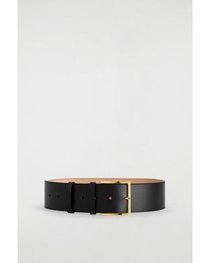 COS Low-Waist Wide Leather Belt - White