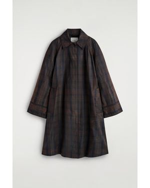 COS Checked Waxed-Cotton Car Coat - Black