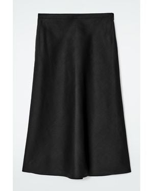 COS Linen-Blend Midi Column Skirt - Black