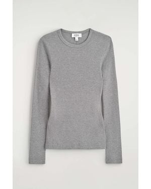 COS T-Shirt Slim A Maniche Lunghe - Grigio