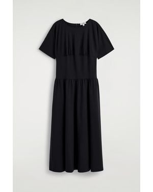 COS Waisted Cotton Midi Dress - Black