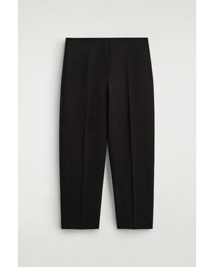 COS Wool-Blend Barrel-Leg Trousers - Black