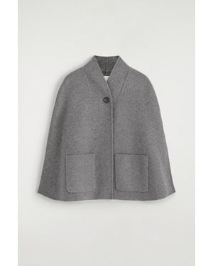COS Shawl-Collar Double-Faced Wool Cape - Gray