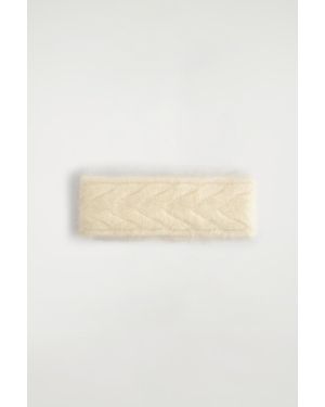 COS Cable-Knit Brushed-Cashmere Headband - Natural