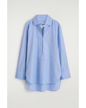 COS Longline Cotton Shirt - Blue
