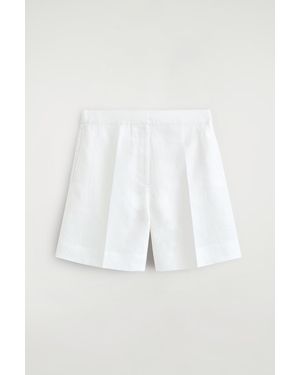 COS Tailored Elasticated Linen Shorts - White