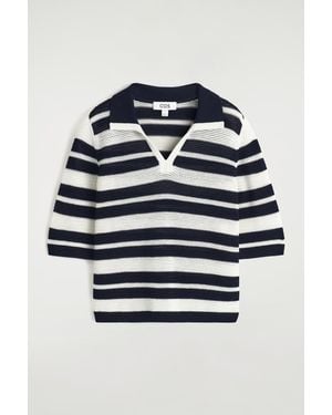 COS Open-Knit Polo Shirt - Blue