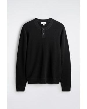 COS Knitted Cotton Henley Jumper - Black