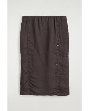 COS Gathered Crinkled Midi Skirt - Grey