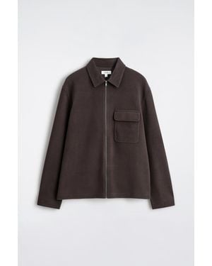 COS Corduroy-Jersey Zip-Up Overshirt - Brown