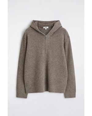 COS Knitted Merino-Yak Zip-Up Hoodie - Brown