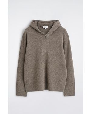 COS Knitted Merino-Yak Zip-Up Hoodie - Brown