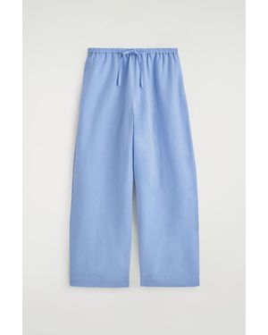 COS Wide-Leg Linen Drawstring Trousers - Blue