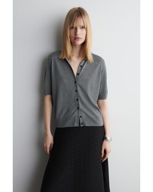 COS Polostrickjacke Aus Merinowoll-Mix - Grau