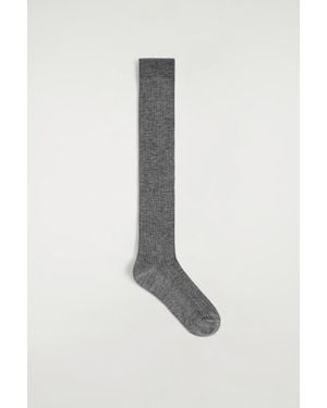 COS Pointelle-Knit Silk-Blend Knee Socks - White