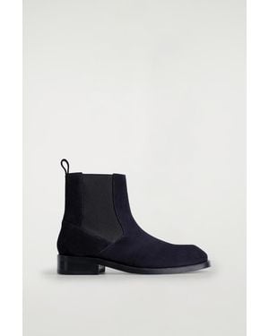 COS Square-Toe Suede Chelsea Boots - Blue