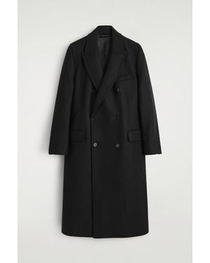 COS Double-Breasted Wool Long Coat - Black