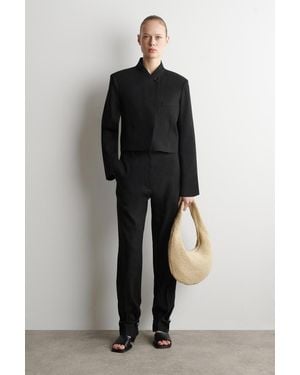 COS Abgerundete Schultertasche - Schwarz