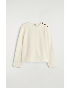 COS Button-Detail Boiled-Wool Sweatshirt - Natural