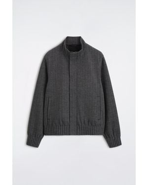 COS Pinstriped Bonded-Jersey Bomber Jacket - Black