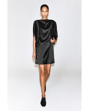 COS Drapiertes Minikleid Aus Mattem Satin - Schwarz