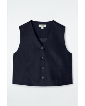 COS Cropped Linen Waistcoat - Blue