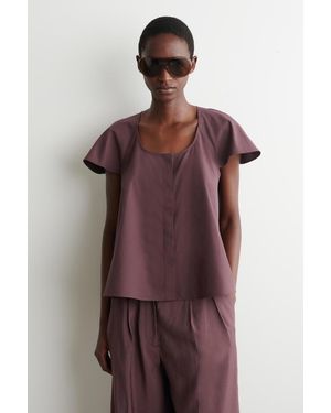 COS Baumwollbluse Mit Ausgestellten Ärmeln - Lila
