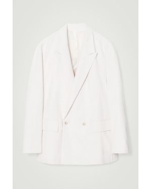 COS Double-Breasted Denim Blazer - White